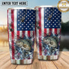 Maxcorners Fishing Tumbler Distressed American Flag Design Personalized Name Tumbler (13 Species)