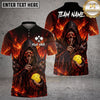 Maxcorners Pickleball Polo Flaming Phoenix Fantasy Multiple Options Personalized Name, Team Name 3D Shirt