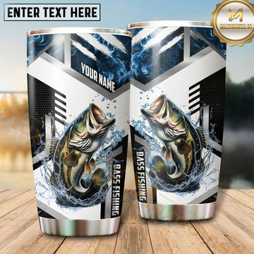 Maxcorners Fishing Tumbler Monochrome Geometric Frame Design Personalized Name Tumbler (13 Species)