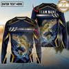 Maxcorners Fishing Black Gold Geometric Personalized Name, Team Name Long Sleeve Shirt (9 Breeds)