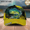 Maxcorners Fishing Yellow Honeycomb Splash Personalized Name 3D Cap (12 Fish Species)