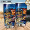 Maxcorners Fishing Tumbler Fishing and Beer Graphic Design Personalized Name Tumbler (13 Species)