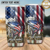 Maxcorners Fishing Tumbler American Flag Eagle Design Personalized Name Tumbler (13 Species)