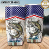 Maxcorners Fishing Tumbler Patriotic Flag Technical Blueprint Design Personalized Name Tumbler (13 Species)