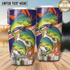 Maxcorners Fishing Tumbler Retro Orange Navy Stripe Design Personalized Name Tumbler (13 Species)