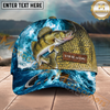 Maxcorners Fishing Ocean Splash Fish Scale Multiple Options Personalized Name 3D Cap  (12 Fish Species)