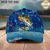 Maxcorners Fishing Blue Hook Pattern Personalized Name 3D Cap (12 Fish Species)