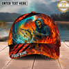 Maxcorners Fishing Fire Reaper Skull Personalized Name 3D Cap (12 Fish Species)