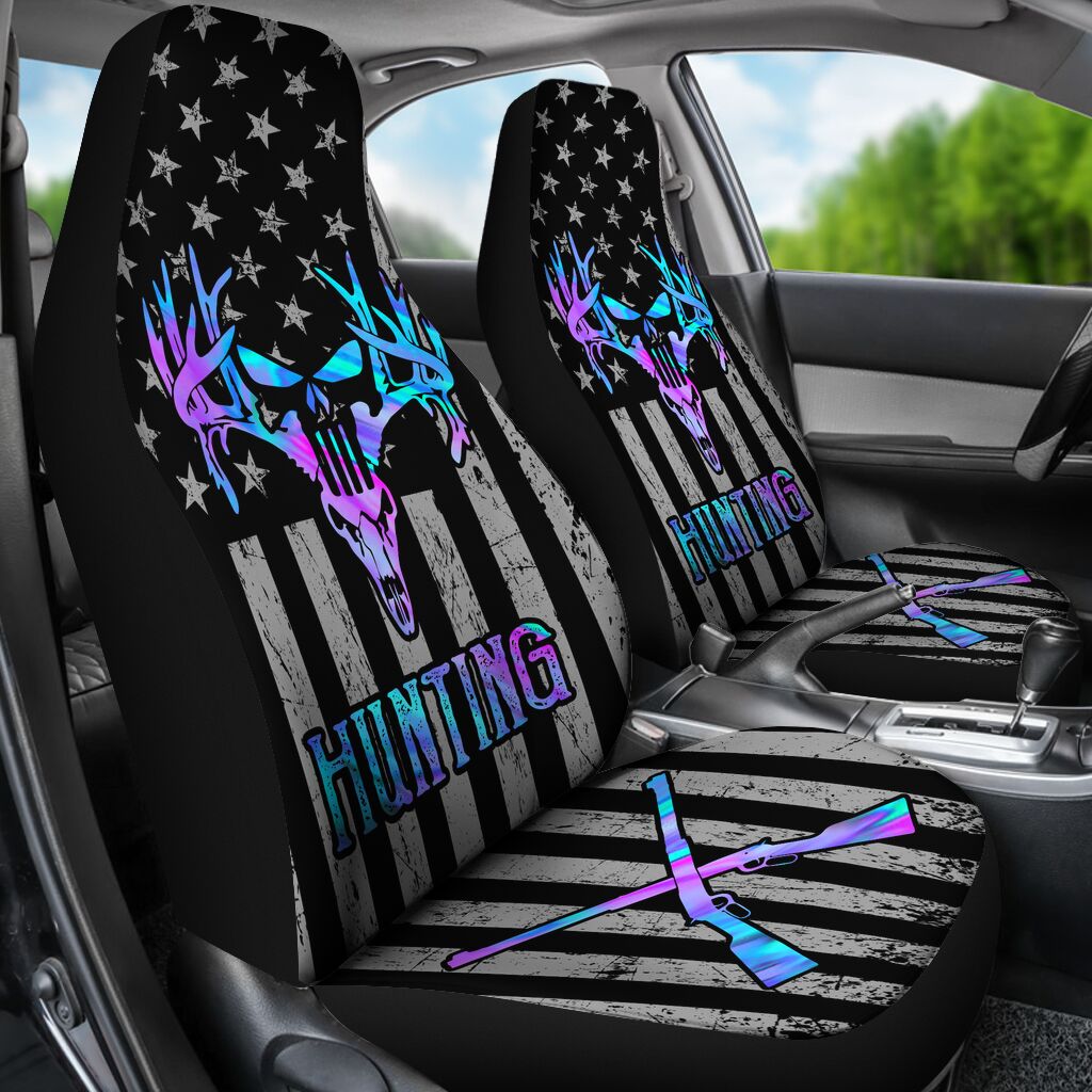 Maxcorners Deer Skull Us Flag Hunting Car Seat Covers