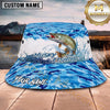 Maxcorners Fishing Blue Camouflage Water Splash Personalized 3D Bucket Hat (13 Fish Species)