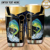 Maxcorners Fishing Tumbler Black Gold Trophy Stripe Design Personalized Name Tumbler (13 Species)