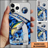 Maxcorners Fishing Blue Lightning Honeycomb Water Splash Personalized Name Phone Case (12 Fish Species)