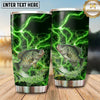 Maxcorners Fishing Tumbler Black Neon Green Thunder Design Personalized Name Tumbler (13 Species)
