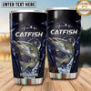 Maxcorners Fishing Tumbler Navy Geometric Mountain Line Design Personalized Name Tumbler (13 Species)