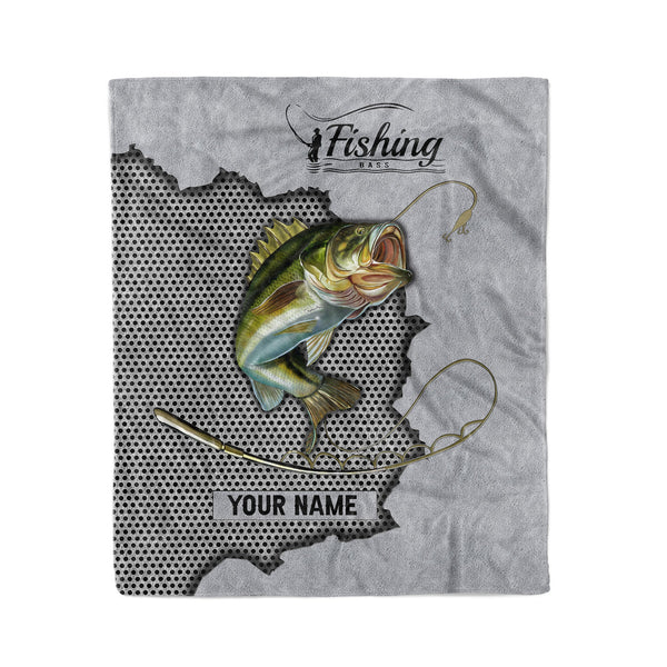 Maxcorners Bass Fishing Customized Name 3D Quilt - Blanket