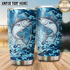 Maxcorners Fishing Tumbler Blue Digital Camouflage Design Personalized Name Tumbler (13 Species)