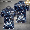 Maxcorners Pickleball Polo Military Camo Crossed Paddles Multiple Options Personalized Name, Team Name 3D Shirt
