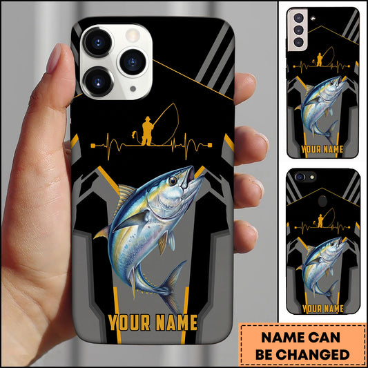 Maxcorners Tuna Fishing Heartbeat Angler Silhouette Design Personalized Name Phone Case