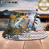 Maxcorners Fishing Torn Scale Water Splash Graphic Personalized 3D Bucket Hat (13 Fish Species)