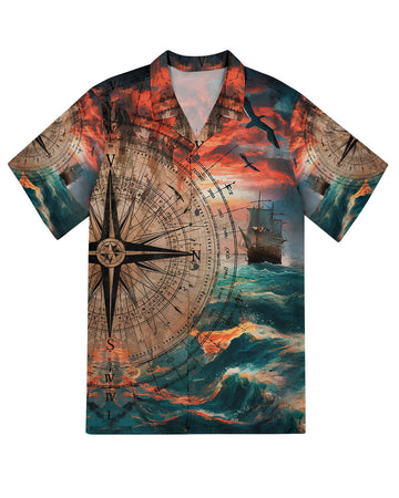 Maxcorners Compass Ocean Hawaiian Shirt LM1501