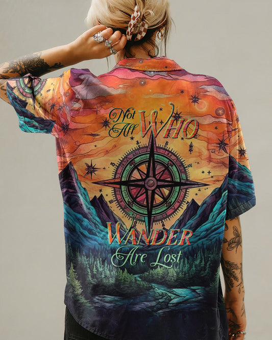 Maxcorners Not All Who Wander Are Lost Compass Forest Hawaiian Shirt LM2101