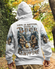 Maxcorners Life Is Better With A Beer And A Campfire Bigfoot All Over Print LM2101