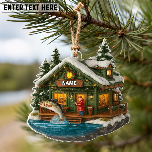 Maxcorners Fishing man Merry Fishmas - Personalized Christmas Acrylic Ornament