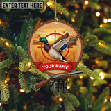 Maxcorners Christmas Ornament Duck Hunting Scene Flat 2D Acrylic Tree Hanging Decor with Rifle and Binocular Design Personalized Gift for Hunters