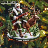 Maxcorners Custom Name Santa Deer Hunting Ornament, Deer Hunter Christmas Gift