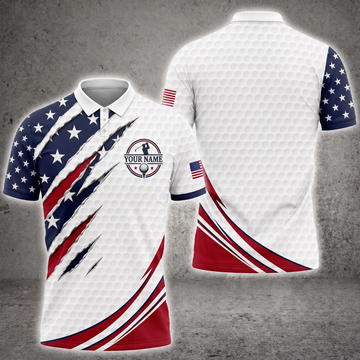 Maxcorners Patriot Claw 3D Golf Personalized Name Polo