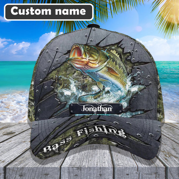 Maxcorners Custom Name Fish Aholic Water Grass 3D Cap