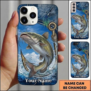 Maxcorners Fishing Blue Ocean Wave Hook Customized Name 3D Cap