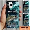 Maxcorners Geometric Blue Ripple Custom Name Fishing Phone Case