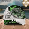 Maxcorners Fishing Green Lightning White Scale Water Splash Customized Name 3D Cap