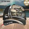 Maxcorners Fishing Black Hexagon Silver Accent Customized Name 3D Cap