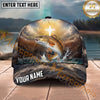Maxcorners Fishing Faith Cross Mountain Lake Personalized Name 3D Cap (12 Fish Species)