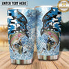 Maxcorners Fishing Tumbler Blue White Camouflage Silhouette Design Personalized Name Tumbler (13 Species)