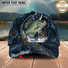 Maxcorners Fishing Midnight Thunder Hex Personalized Name 3D Cap (12 Fish Species)