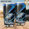 Maxcorners Fishing Tumbler Black Blue Arrow Carbon Design Personalized Name Tumbler (13 Species)