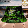 Maxcorners Fishing Neon Hook Flame Personalized Name 3D Bucket Hat (12 Fish Species)