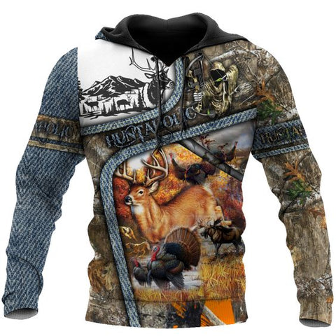 Maxcorners Deer Hunting A3 3D Over Printed Hoodie