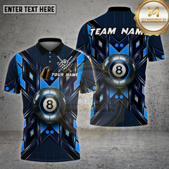 Maxcorners Billiards Shirt 8 Ball Metal Shield Glow Multi options Personalized Name, Team Name Unisex 3D Shirt (4 Colors)