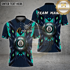 Maxcorners Billiards Shirt 8 Ball Metal Shield Glow Multi options Personalized Name, Team Name Unisex 3D Shirt (4 Colors)