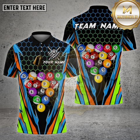 Maxcorners Billiard Rack Ball Colorful Multioptions Personalized Name, Team Name Unisex 3D Shirt