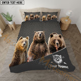 Maxcorners Bear Hunting Trio Buck Metal Mesh Bedding Set 3D All Over Printed