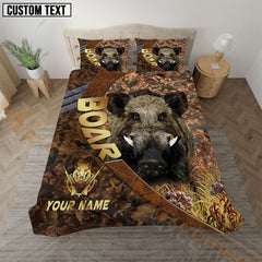 Maxcorners Boar Hunting Autumn Forest Camo Bedding Set 3D All Over Printed