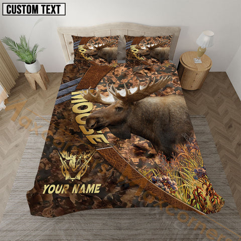 Maxcorners Moose Hunting Autumn Forest Camo Bedding Set 3D All Over Printed