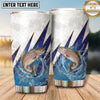 Maxcorners Fishing Tumbler White Blue Thunderbolt Splash Design Personalized Name Tumbler (13 Species)