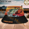 Maxcorners Fishing Compass Lure Sunset Splash Personalized Name 3D Bucket Hat (12 Fish Species)