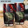 Maxcorners Fishing Tumbler Black Red Patriotic Slash Design Personalized Name Tumbler (13 Species)